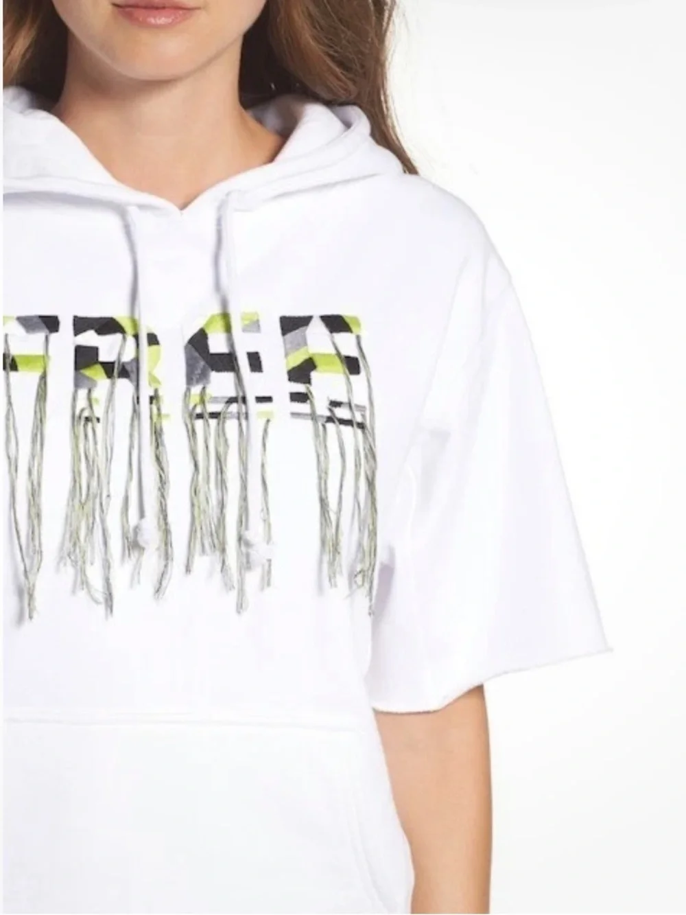 Free People Movement Freestyle Hoodie Sweatshirt White Short Sleeve Small